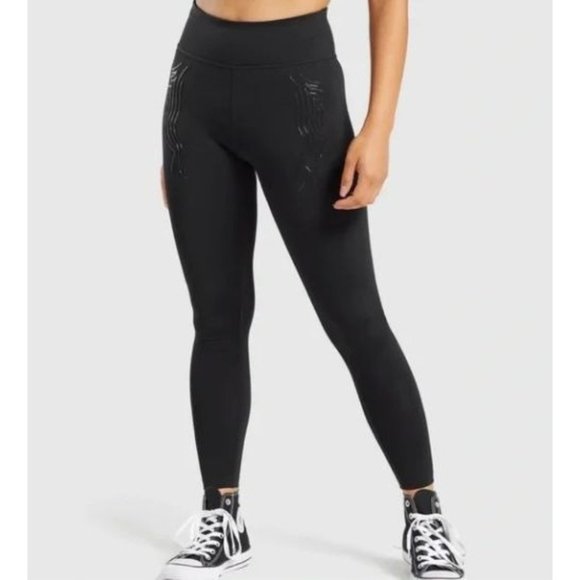 Gymshark Women's Black Polyester Exo High Waist Compression Leggings Size S 1124 - Picture 1 of 11
